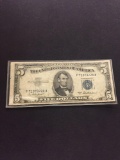 1953-A $5 United States Silver Certificate Currency Bill Note