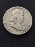 1951 United States Franklin Half Dollar - 90% Silver Coin