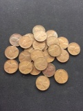 25 Count Lot of United States Lincoln Cent Wheat Pennies