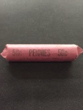 Roll of United States Lincoln Cent Wheat Pennies Labled 