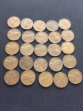 25 Count Lot of United States Lincoln Cent Wheat Pennies