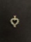 Gold-Tone Emerald & Diamomd Sterling Silver Heart Pendant