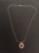 Gold-Tone Ruby & White Sapphire Sterling Silver Heart Pendant w/ 18