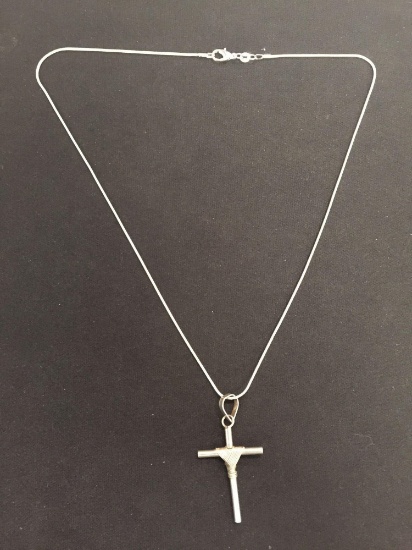 Hand-Wire Wrapped Sterling Silver Cross w/ 20" Snake Chain