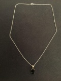 Faceted Onyx Pendant w/ Sterling Silver 16