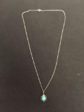 Vintage Handmade Sterling Silver Turquosie Pendant w/ 18