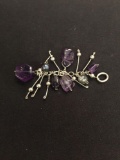 Unique Handmade Amethyst & Sterling Silver Chandelier Pendant