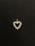 White Sapphire Sterling Silver Cluster Heart Pendant