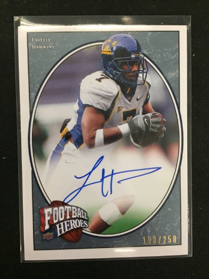 2008 UD Football Heroes Lavelle Hawkins Rookie Autograph Football Card /250