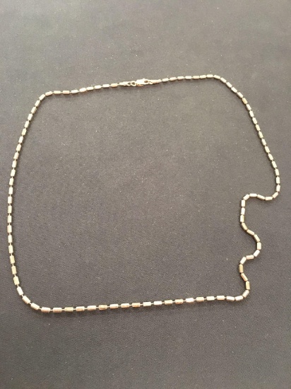 Italian Made Rose-Tone Bar Link 22" Sterling Silver Chain