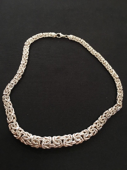 Turkish Made Graduating Sterling Silver Byzantine Link Chain - 21 Grams