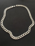 Large Solid Sterling Silver Curb Link Chain - 80 Grams