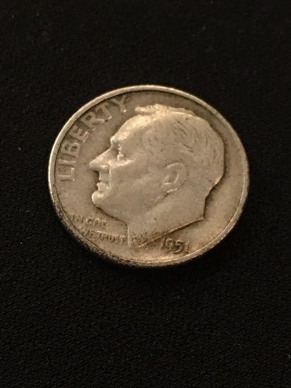1951-D United States Roosevelt Dime - 90% Silver Coin