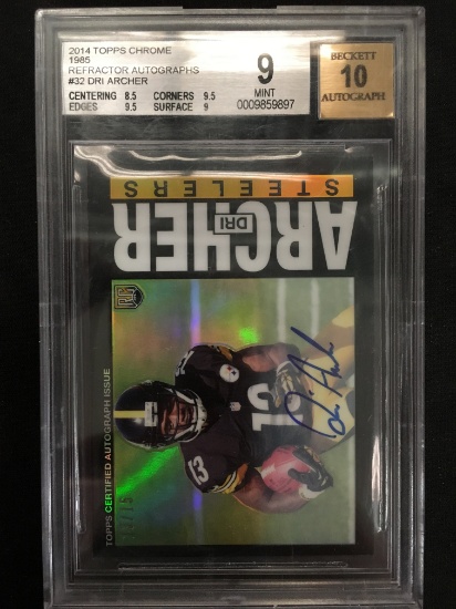 BGS Graded 2014 Topps Chrome '85 Refractor Dri Archer Steelers Rookie Autograph Card