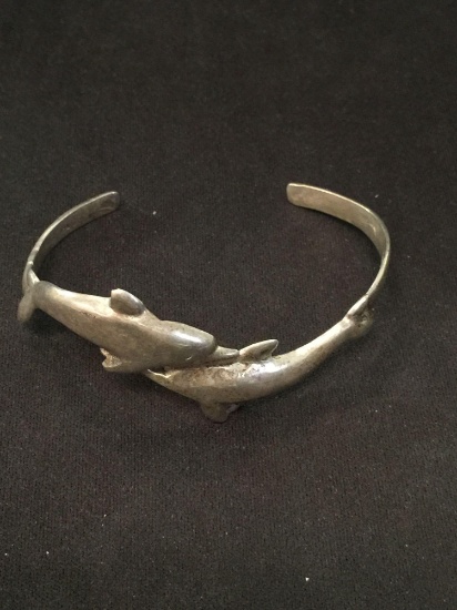 Dolphin Sterling Silver Cuff Bracelet