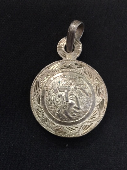 Old Pawn Mexico Mayan Aztec Calendar Sterling Silver Pendant