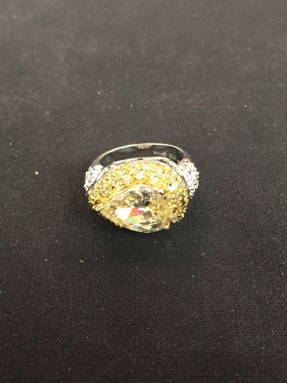 Lab Created Citrine Sterling Silver Cocktail Ring - Size 6