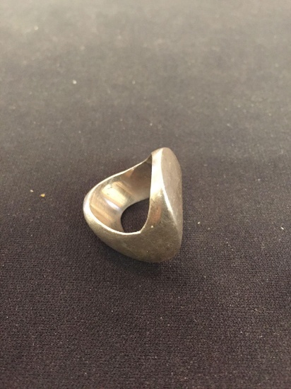 Modernist Thick Sterling Silver Ring - Size 6