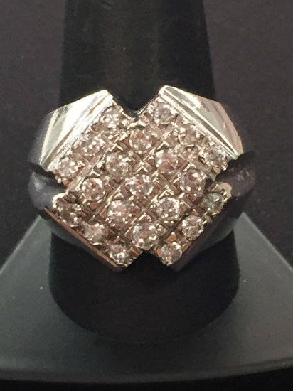 Amazing CZ Cluster Bold Staement Ring - Size 11.5