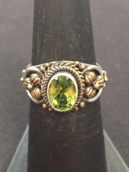 BA Indonesian Sterling Silver & Green Peridot Ring - Size 6