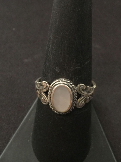 Designer NF Sterling Silver & Mother of Pearl Ring - Size 8