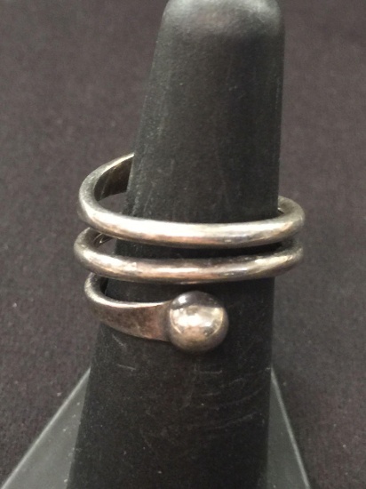 Modernist Swirl Sterling Silver Ring - Size 7