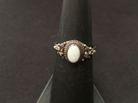 Vintage Fire Opal Sterling Silver Ring - Size 5.75