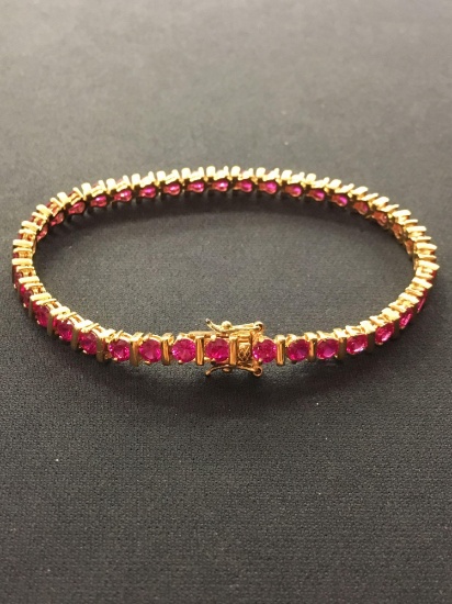 Gold-Tone Sterling Silver Ruby 9" Tennis Bracelet