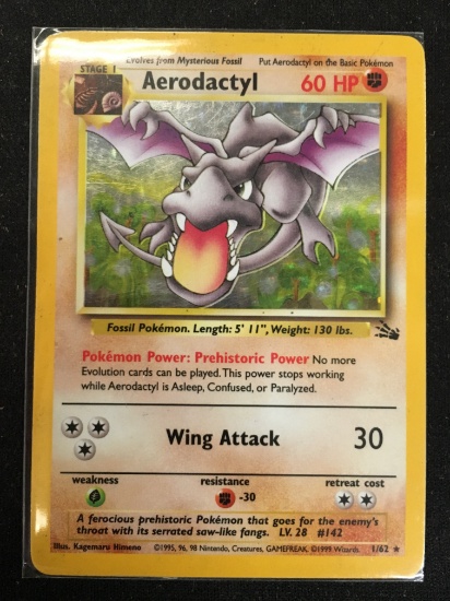 Pokemon Aerodactyl Fossil Holofoil Card 1/62