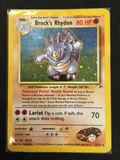 Pokemon Brock's Rhydon Holofoil Card 21/132