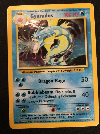 Pokemon Gyarados Base Set Holofoil Card 6/102