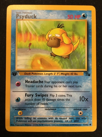 Pokemon Psyduck Fossil 1st Edition Card 53/62