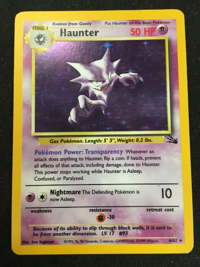 Pokemon Haunter Fossil Holofoil Card 6/62