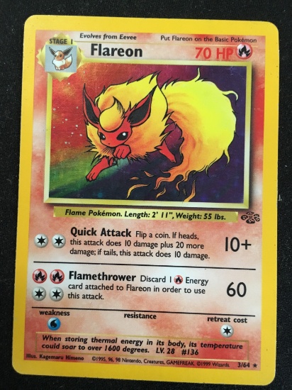 Pokemon Flareon Jungle Jungle Holofoil Card 3/64