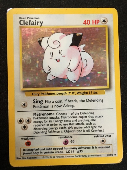 Pokemon Clefairy Base Set Holofoil Card 5/102