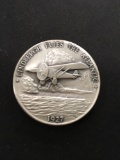 The Danbury Mint Sterling Silver .925 Bullion Round Coin - 34.7 grams - 1927 Lindbergh Flies