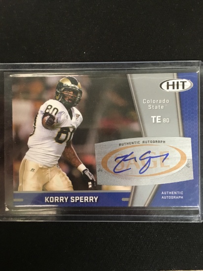 2009 Sage Hit Korry Sperry Rookie Autograph Football Card