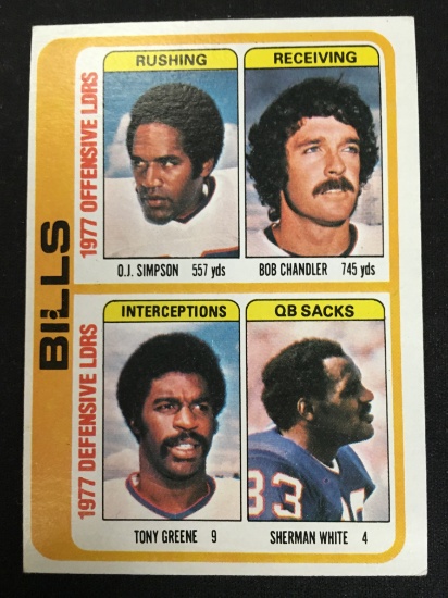 1978 Topps #503 Bills Team Leaders - OJ Simpson Vintage Football Card