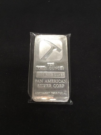 10-Troy Ounces .999 Fine Silver Pan American Silver Corp Bullion Bar