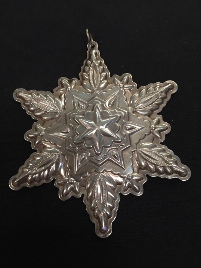 Large Collectible Sterling Silver Snowflake Christmas 1999 Ornament