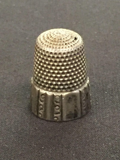 Antique Sterling Silver Thimble w/ Decorative Pearl Accent