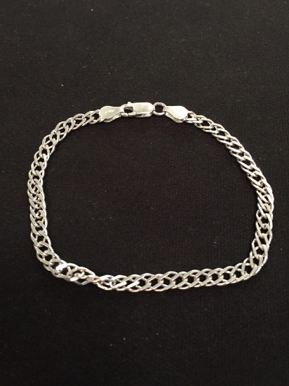 Italian Made Sterling Silver Designer Curb Link 8" Bracelet