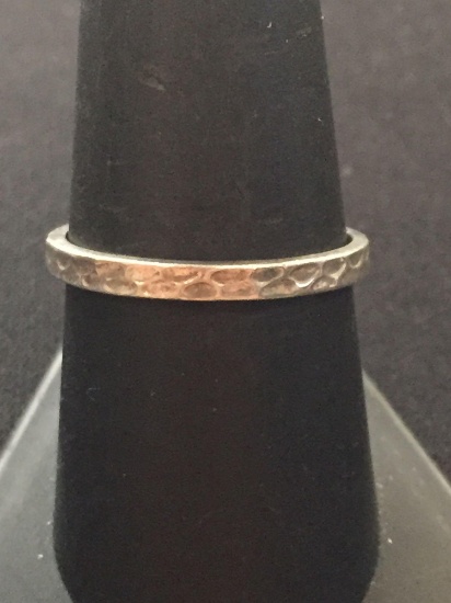 Hammered Indonesian Hammered Sterling Silver Ring Band - Size 8.5