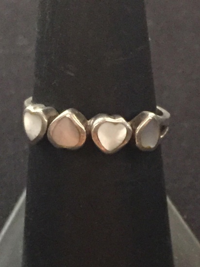 Mother of Pearl Heart Sterling Silver Ring - Size 7.5