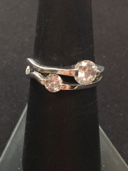 Designer NF Ornate Sterling Silver & CZ Ring - Size 6.75