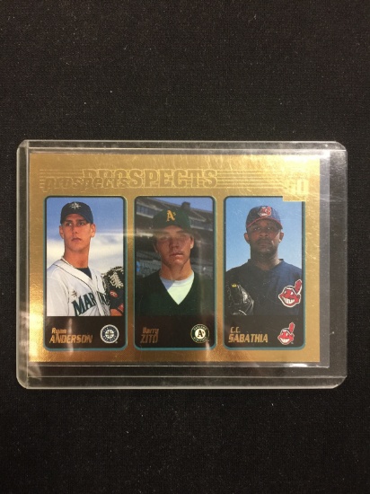 2001 Topps Gold C.C. Sabathia, Barry Zito & Ryan Anderson Rookie Card /2001