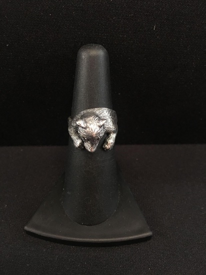 "Bear Cub" Styled Sterling Silver Ring Band - Size 5.5