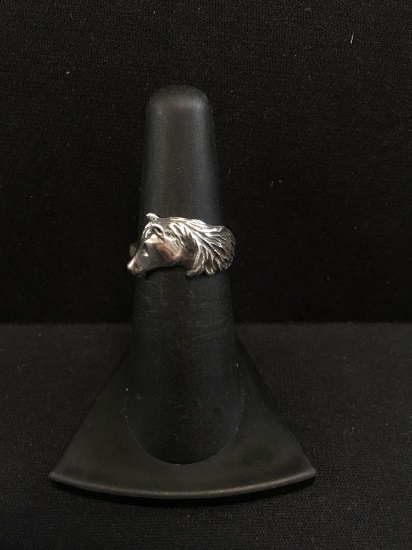"Horse" Styled Bypass Sterling Silver Ring Band - Size 5.5