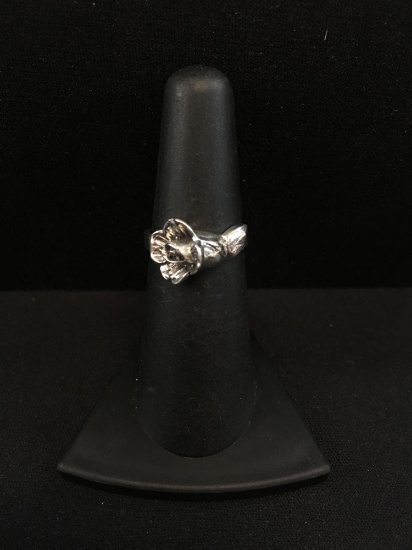"Rosebud" Styled Sterling Silver Ring Band - Size 5.5