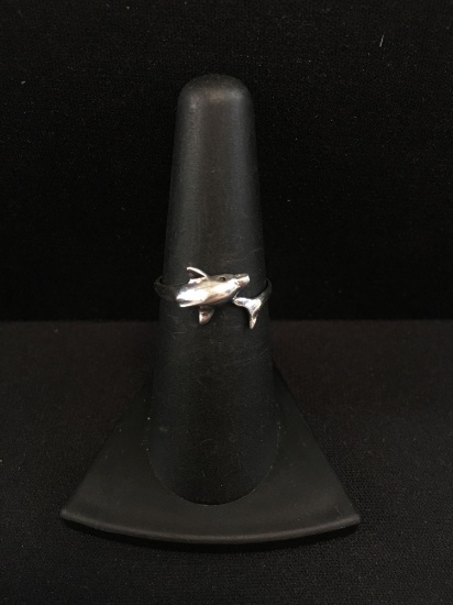 Sterling Silver Bypass "Dolphin" Designed Ring Band - Size 6.5